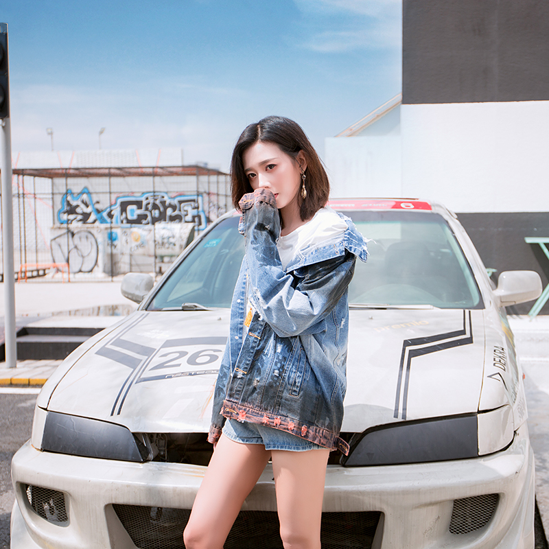 Coconut denim jacket breaks holes