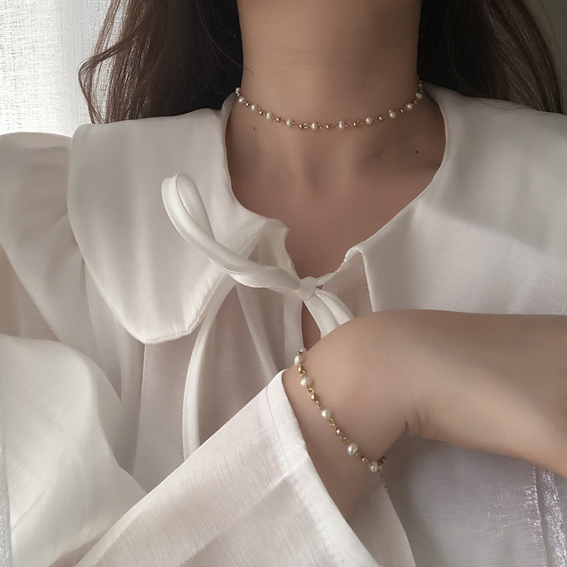 Natural freshwater pearl handmade chain
