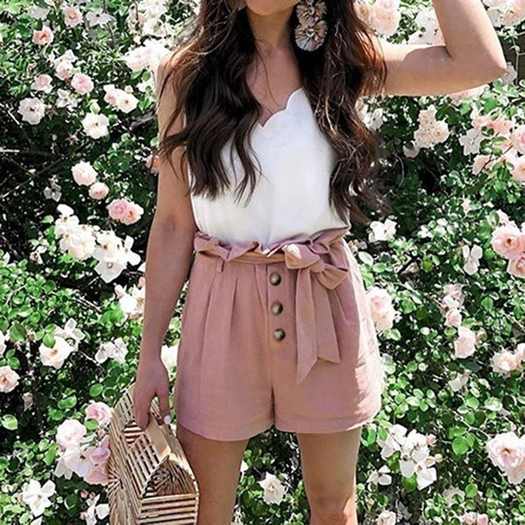 Casual shorts with elastic waist Pink - Shop at LoveMi