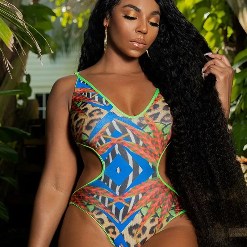 Women's printed one-piece swimsuit - Colo-Xl