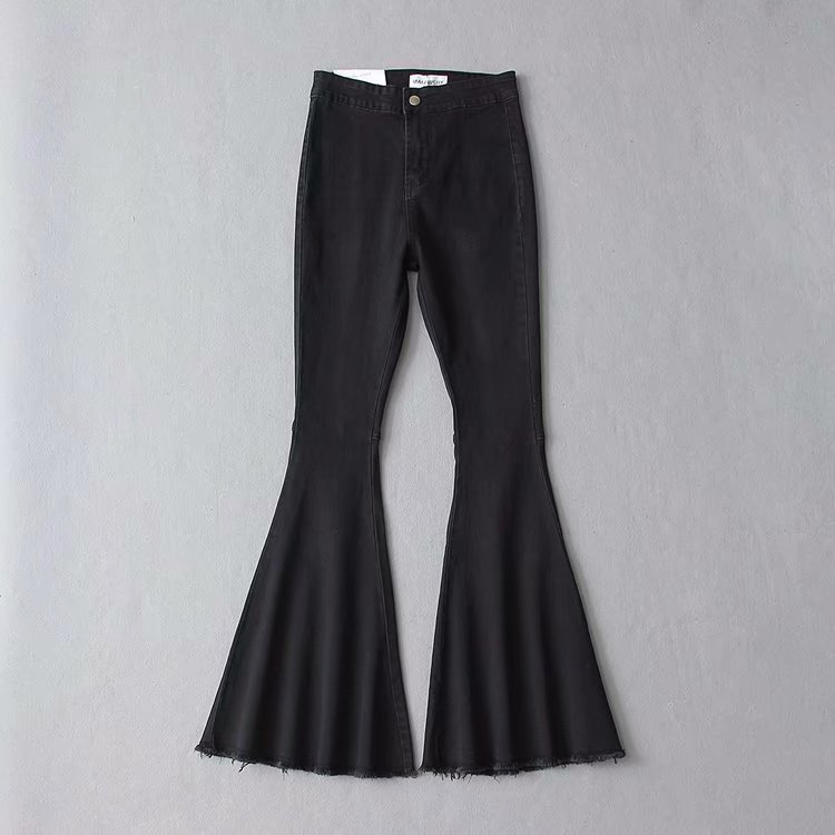 High waist denim flared pants Black - Shop at LoveMi