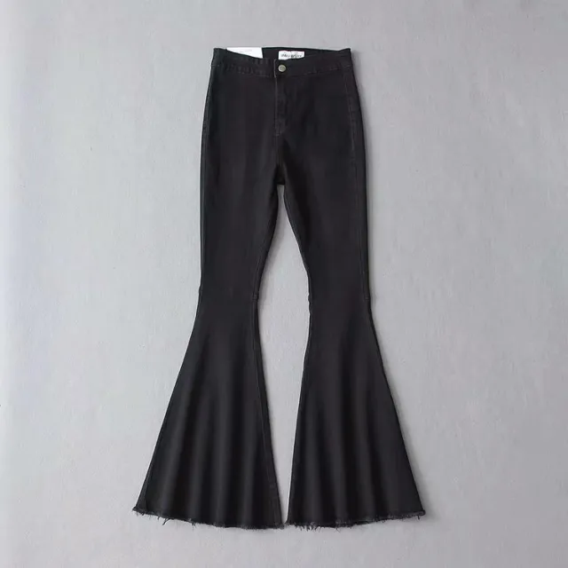 High waist denim flared pants Black - Shop at LoveMi