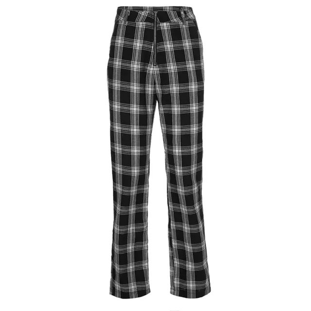 Black and white lattice slim casual pants Black And White - Shop at LoveMi