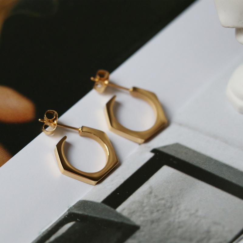 Hexagon nut earrings