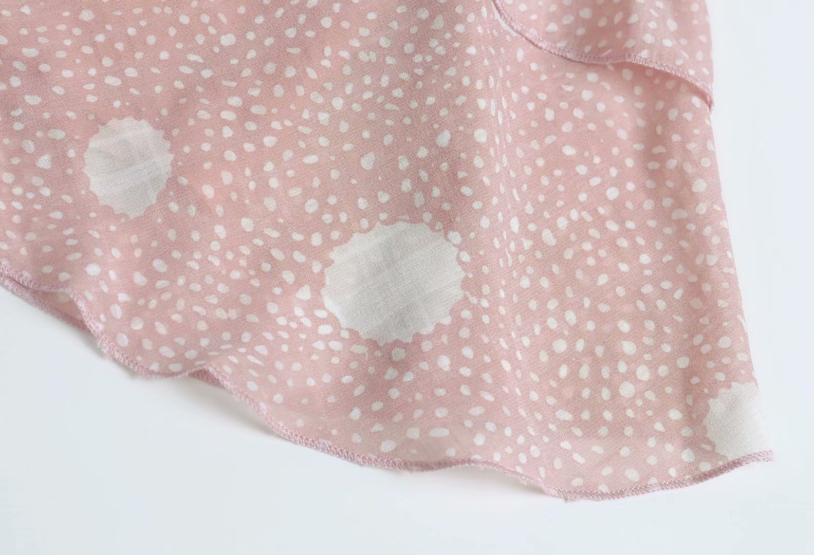 V-neck long sleeve waist tie polka dot print