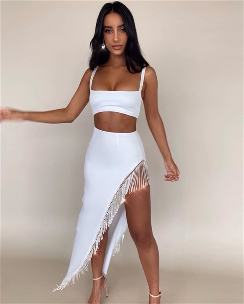 Women's camisole tassel skirt two-piece suit