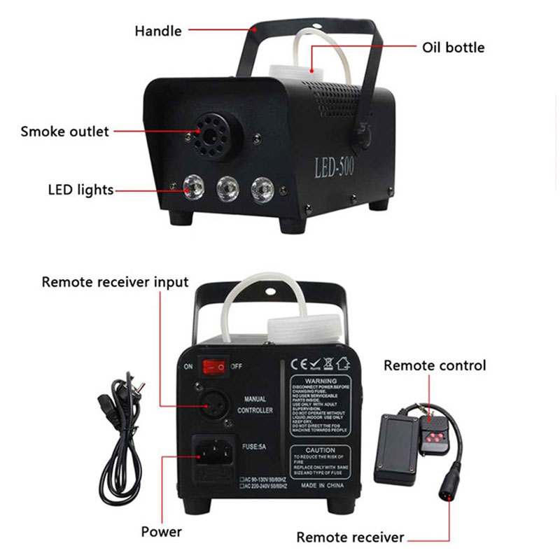 Máquina de fumo de Halloween com luzes LED integradas e comando sem fios para decoração de festas