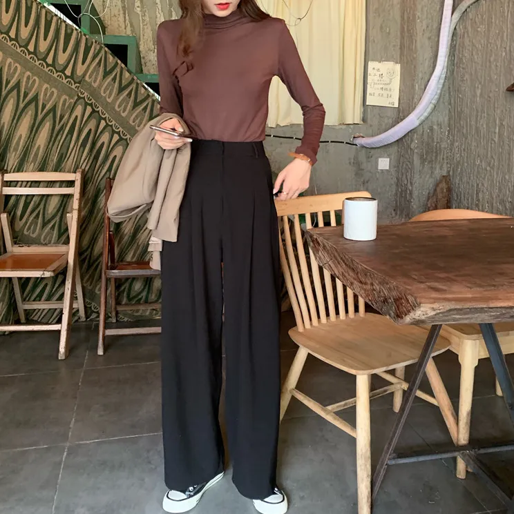 Long pants with broad legs - Black