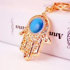 Exquisite gem palm shape bag key chain - Water Blue - View 1