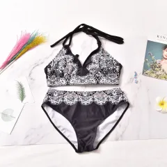 Printed split bikini - Black - View 1