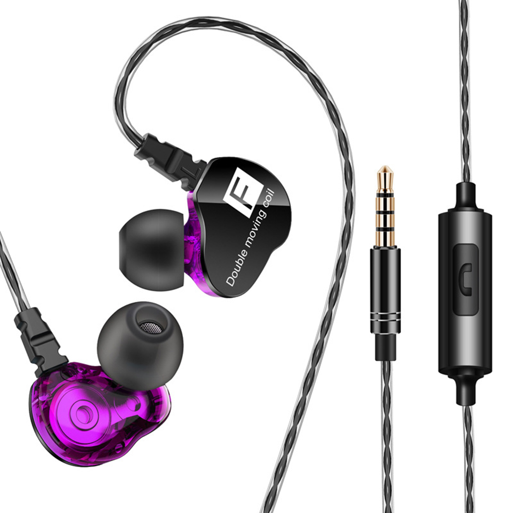 Double moving-coil earphone with wire control