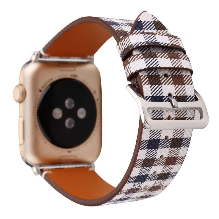 Leather Check Watch Strap