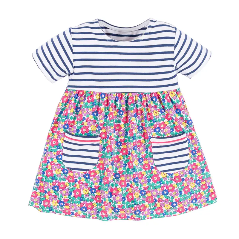 Printed short-sleeved cotton floral dress