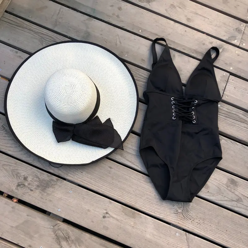 Deep V strap swimsuit