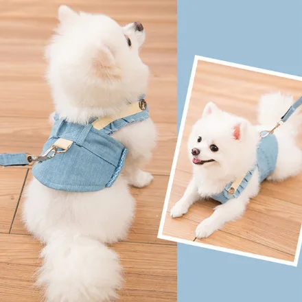 Cute Pet Dog Harness Leash Set Lake Blue - Shop at LoveMi