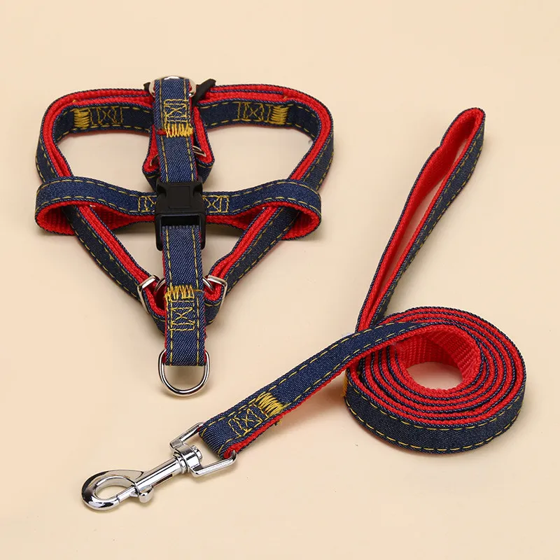 Pet Cowboy Traction Collar Dog Chain Set - Red