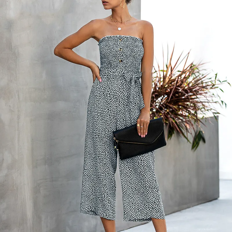 Women's jumpsuit with chest pockets and lace-up pockets - Dark Blue