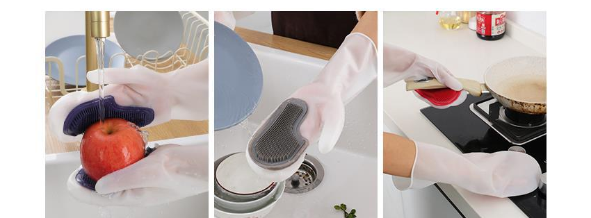 White Transparent Solid Color Tenacity Thin Magic Silicone Gloves Household Water-proof Washing Dishes Brush Bowl Brush Artifact
