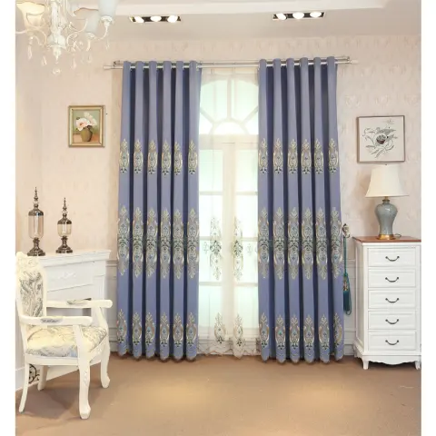 Slub Cotton Embroidery Curtain Fabric