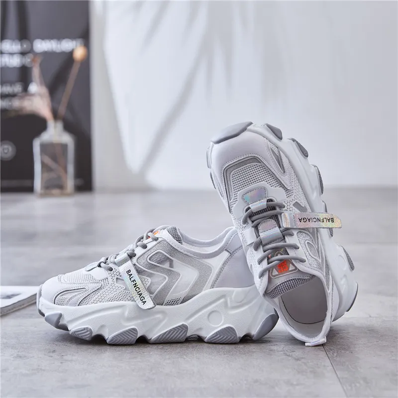 Sponge thick-soled sports shoes - Silver