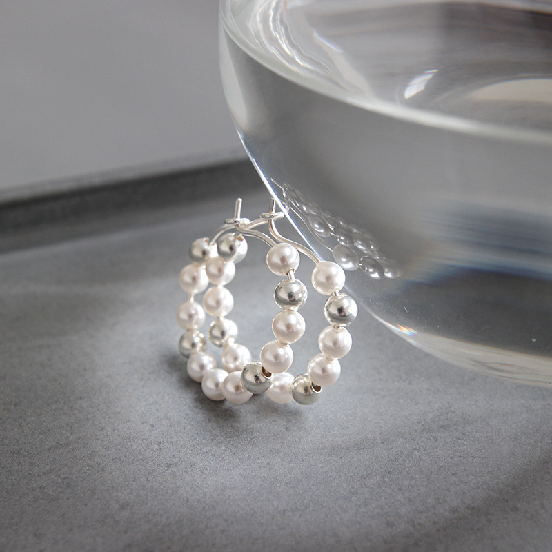 Beizhu Silver Bead Earrings