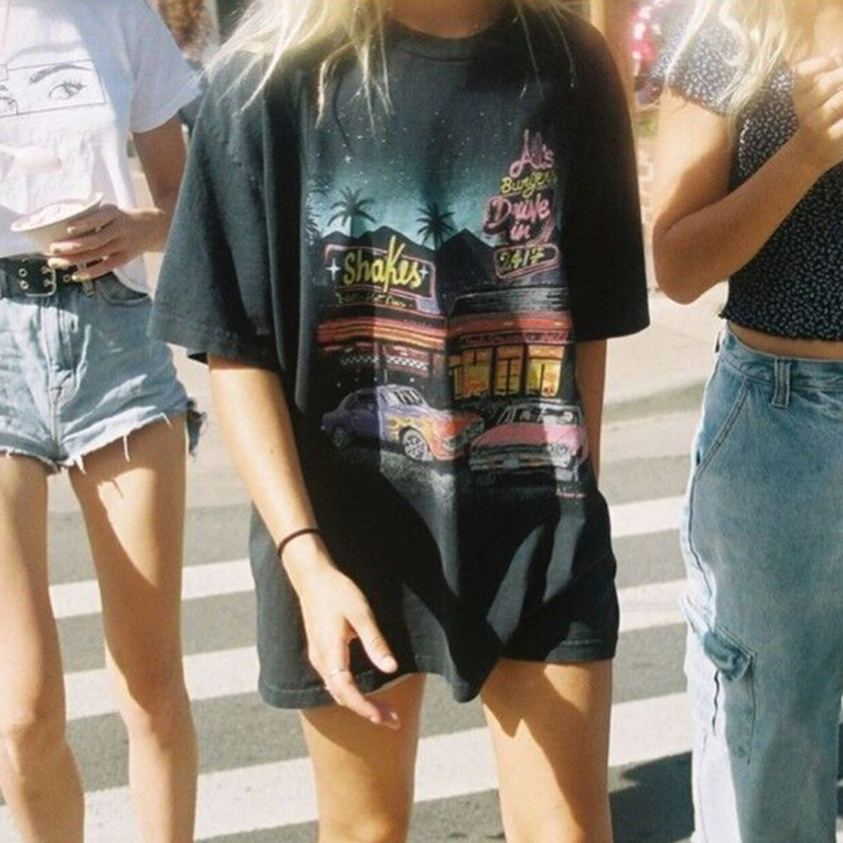 BM wind black casual loose round neck short sleeves