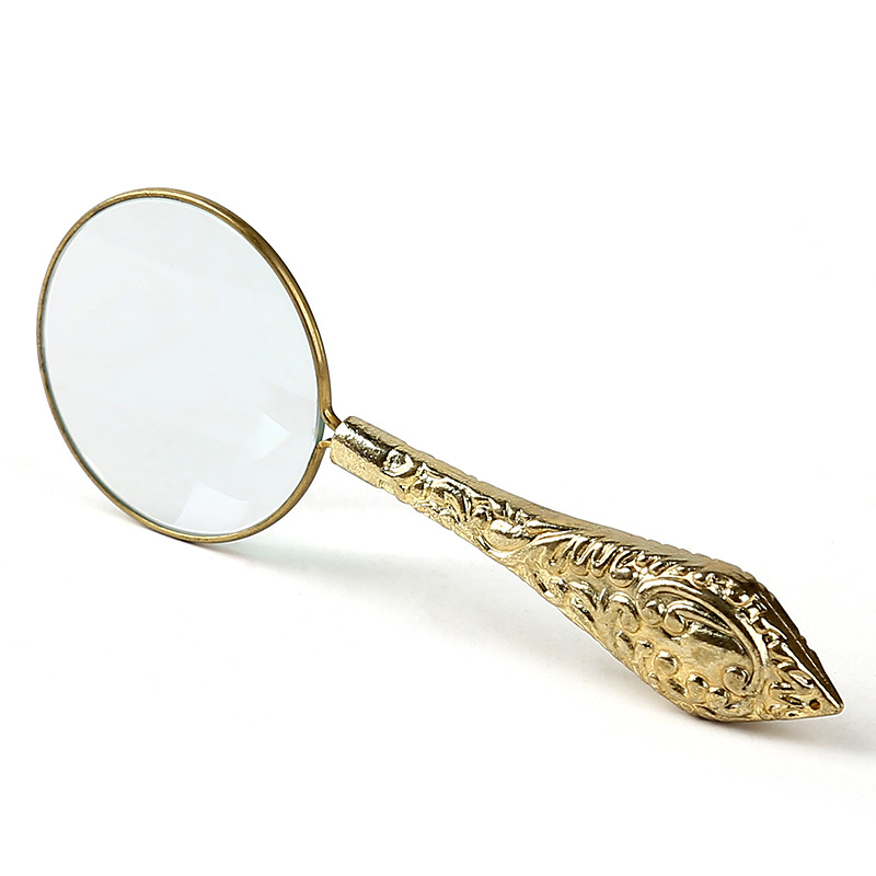 Metal handheld optical glass magnifying glass (Gold)