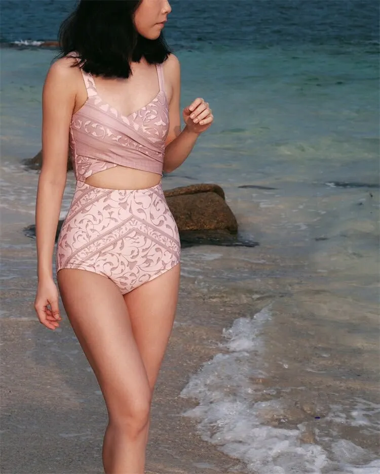 Women's one-piece swimsuit - Pink
