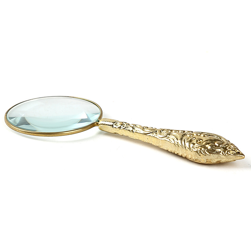 Metal handheld optical glass magnifying glass (Gold)