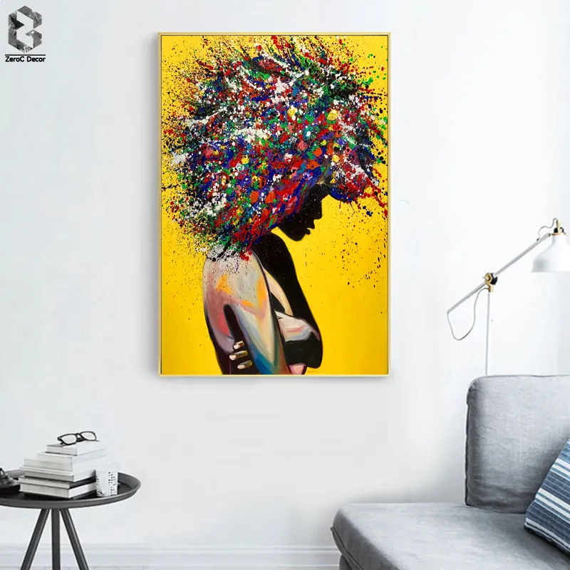 Girl portrait canvas print oil wall art