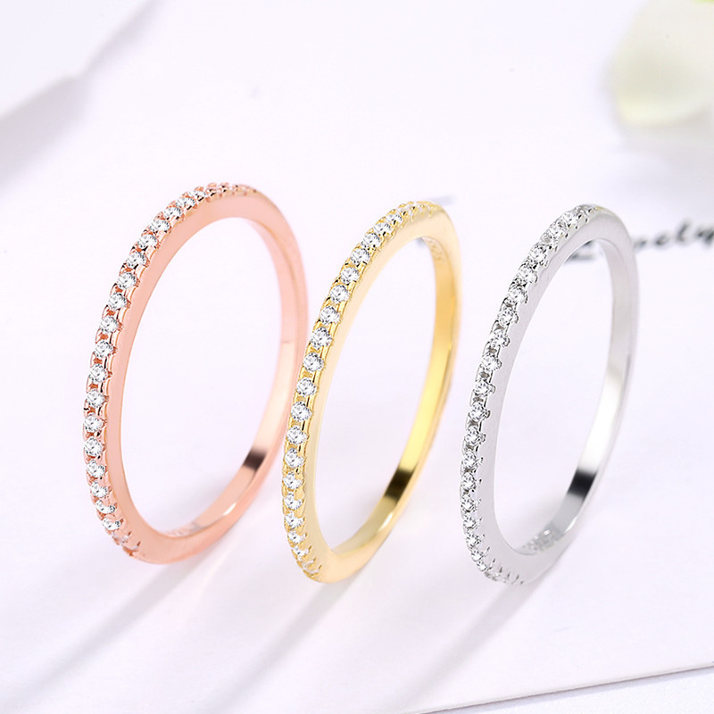 Single row full diamond round ring