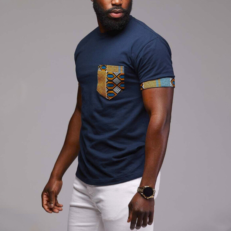 Men's round neck solid color short sleeve T-shirt