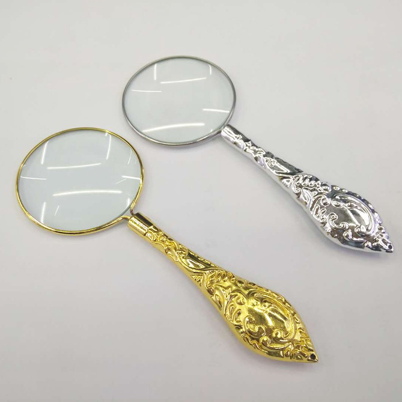 Metal handheld optical glass magnifying glass (Gold)