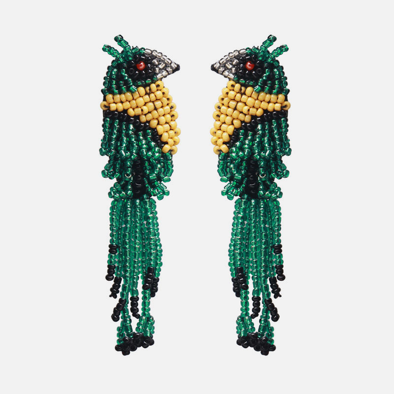 Fringed bird earrings