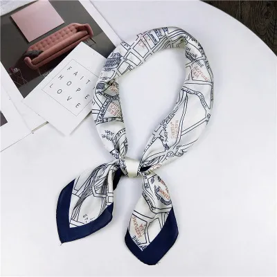 Colorblock vintage literary scarf, square scarf White - Shop at LoveMi