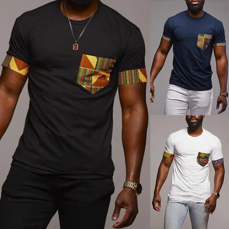 Men's round neck solid color short sleeve T-shirt