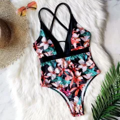 Printed backless one-piece swimsuit - Printing-M - View 1