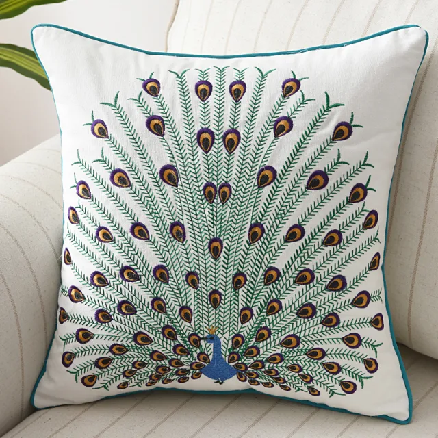 Bedroom bed peacock cushion pillow White - Shop at LoveMi