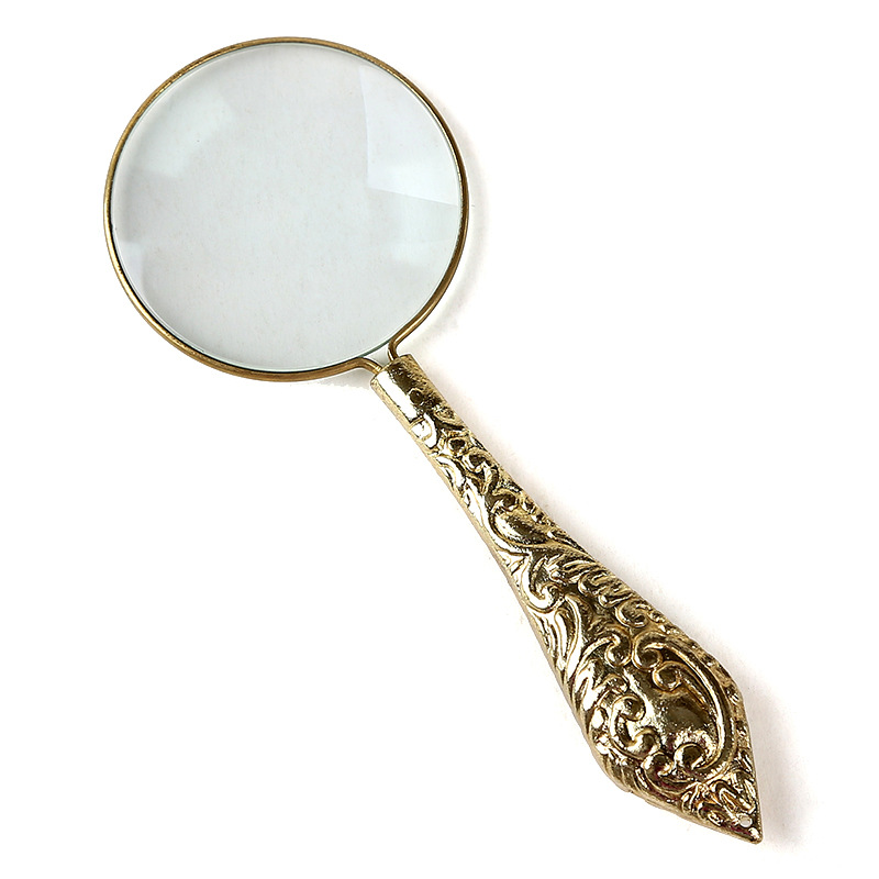 Metal handheld optical glass magnifying glass (Gold)