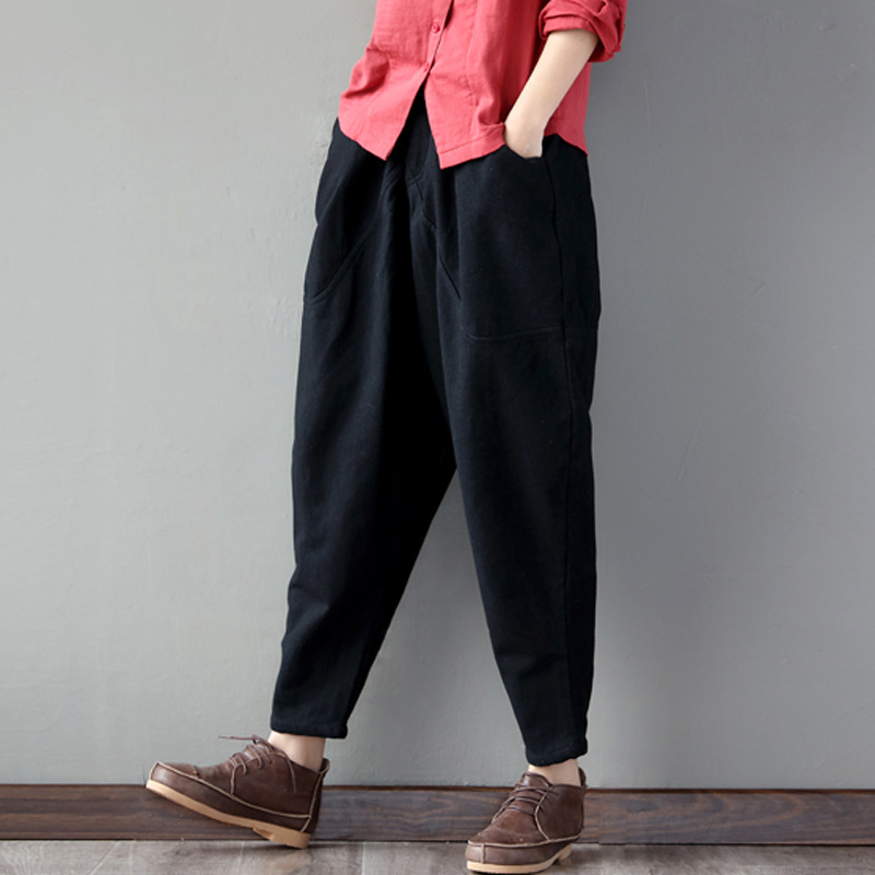 Cotton and linen cropped harem pants