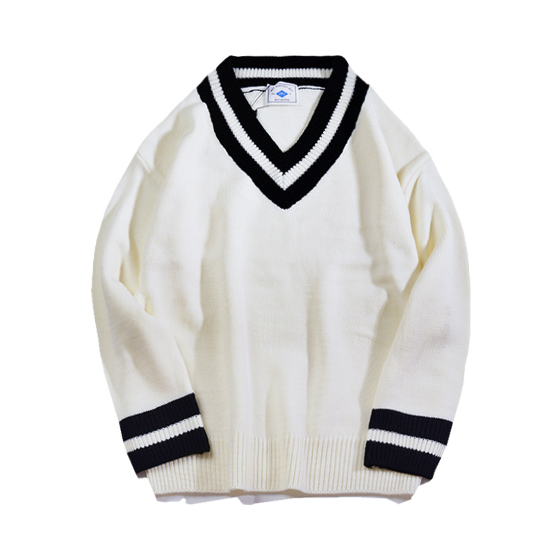 Men's big V-neck couple sweater hit color