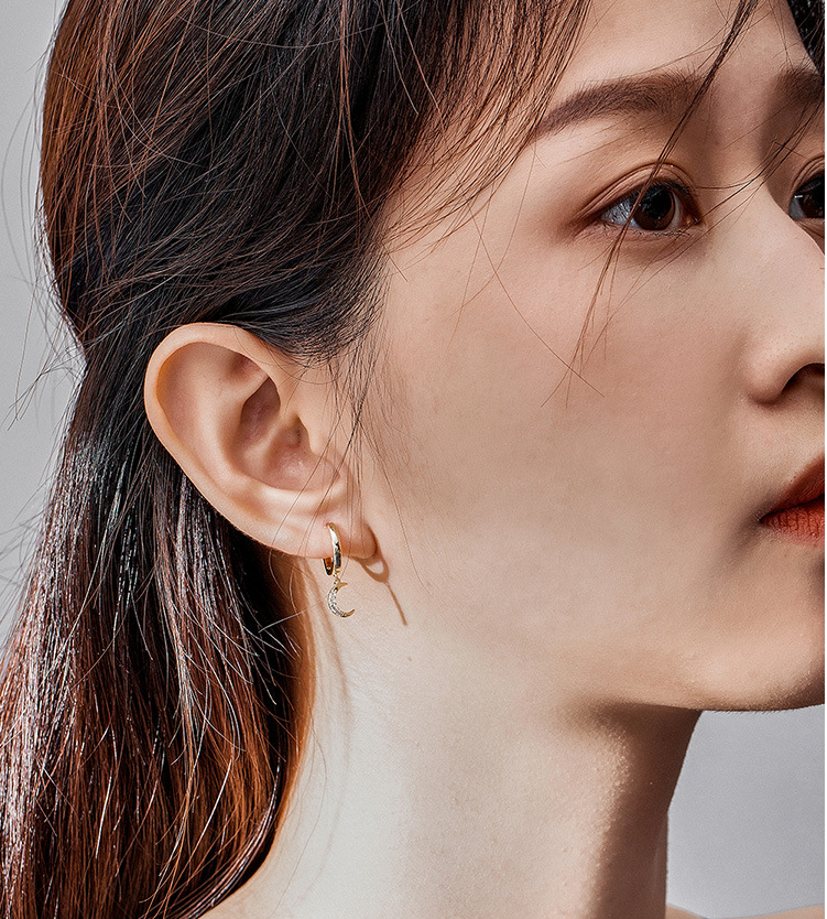 S925 star moon earrings