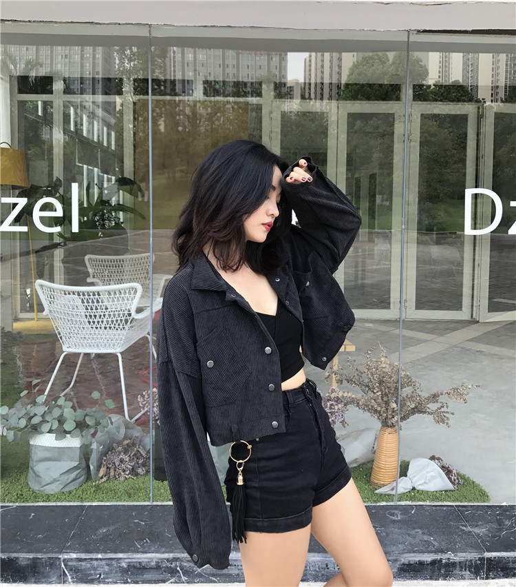 Women's loose short corduroy jacket