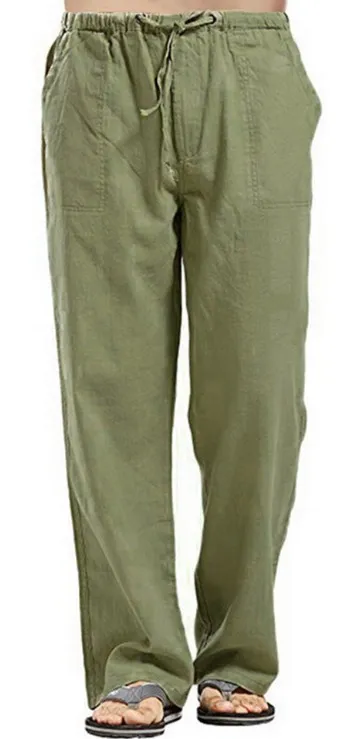 Men's linen large size pocket trousers Green - Shop at LoveMi