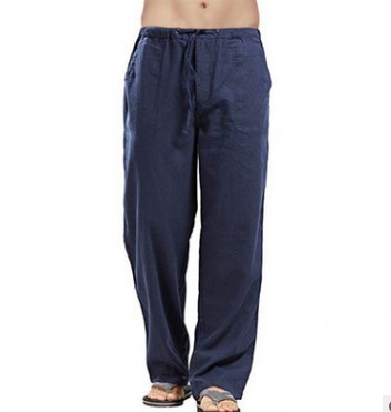 Men's linen large size pocket trousers