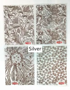 3d metal line hollow golden nail decals adhesive jewelry - 56 Silver - View 1
