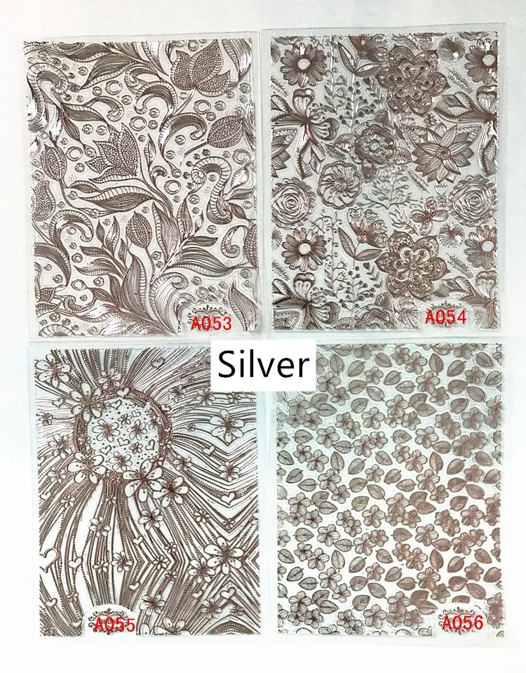 3d metal line hollow golden nail decals adhesive jewelry - 56 Silver