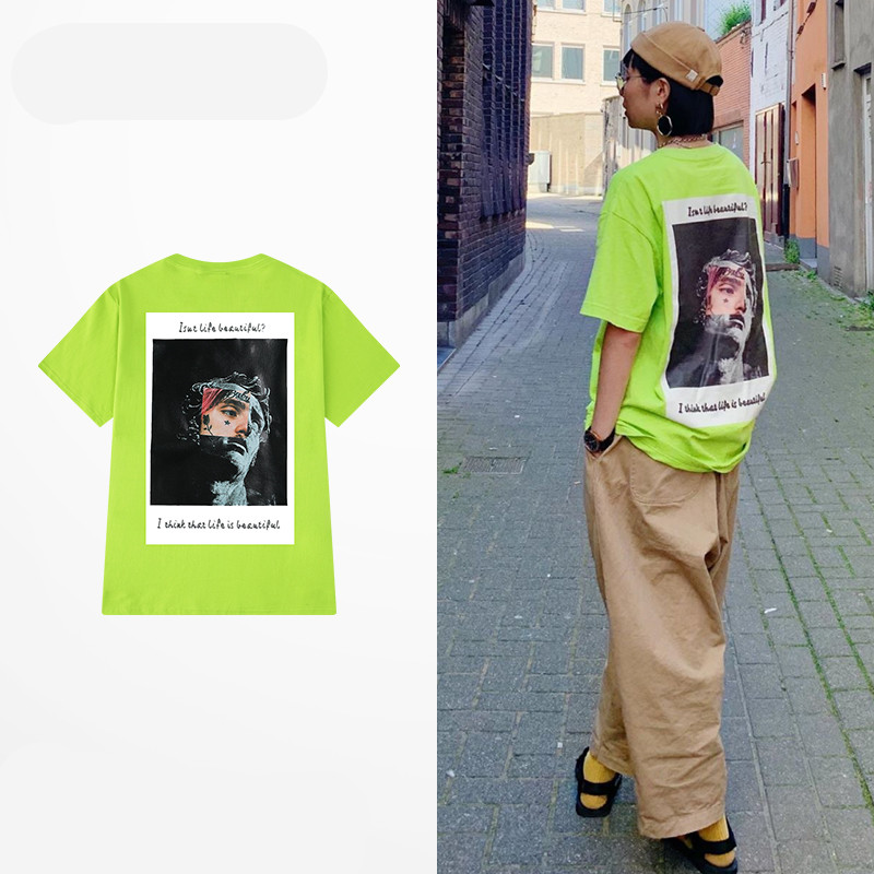 Letter printed ins tide brand half sleeve