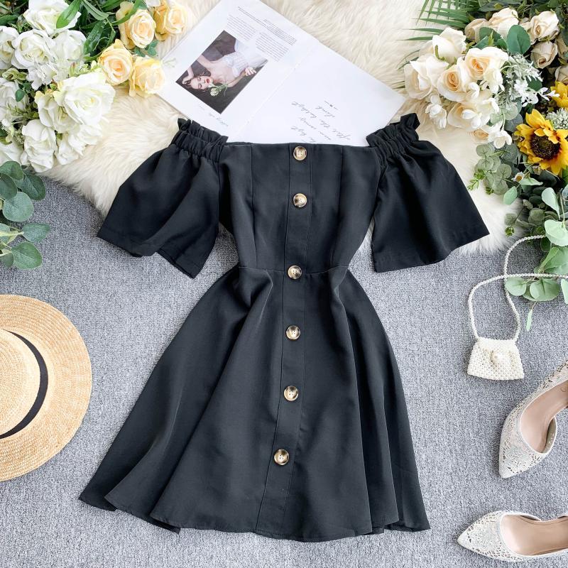 Single breasted waist dress Black - Shop at LoveMi