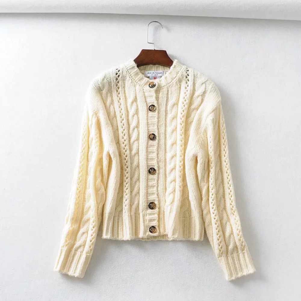 Vintage twist knitted cardigan sweater